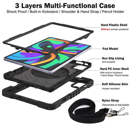For Lenovo Tab M11 / Xiaoxin Pad 11 2024 Case Silicone+PC Kickstand Tablet Cover with Shoulder Strap