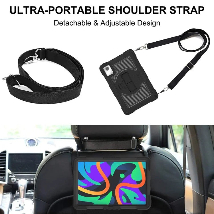 For Lenovo Tab M11 / Xiaoxin Pad 11 2024 Case Silicone+PC Kickstand Tablet Cover with Shoulder Strap