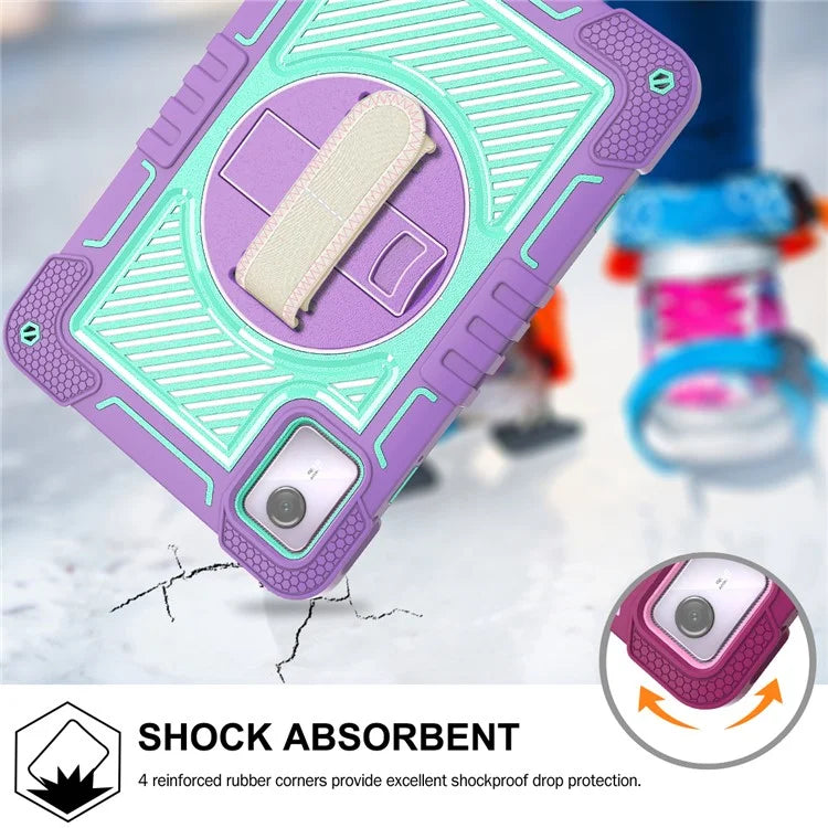 For Lenovo Tab M11 / Xiaoxin Pad 11 2024 Case Silicone+PC Kickstand Tablet Cover with Shoulder Strap