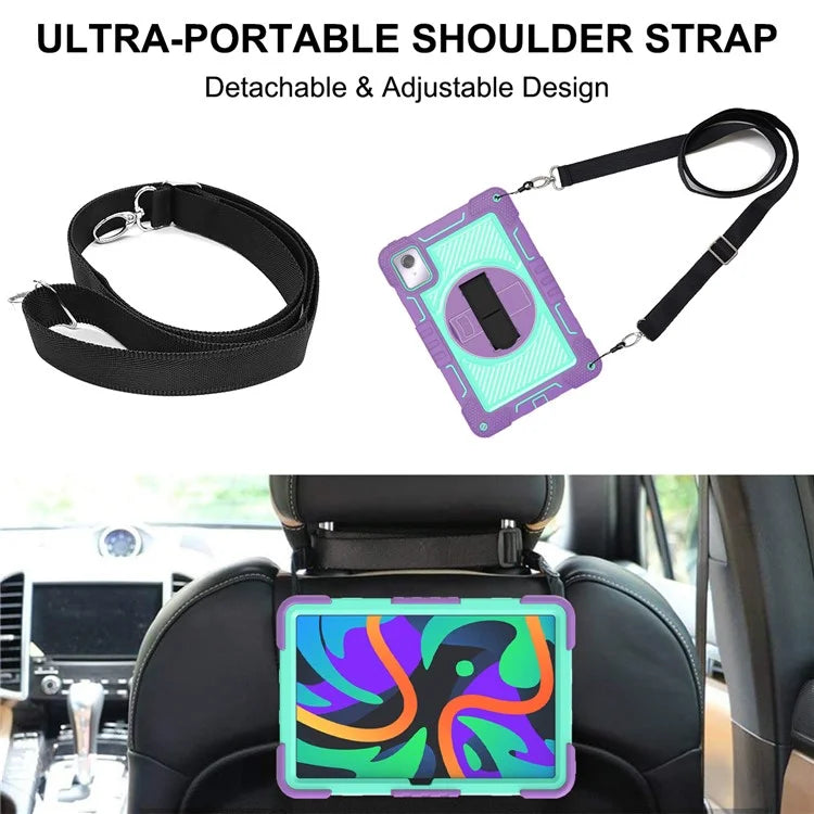For Lenovo Tab M11 / Xiaoxin Pad 11 2024 Case Silicone+PC Kickstand Tablet Cover with Shoulder Strap