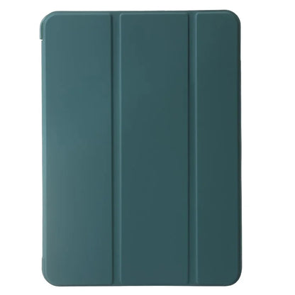 For iPad Air 13 (2024) Leather Case Inner Silicone Tablet Cover with Tri-fold Standish Green