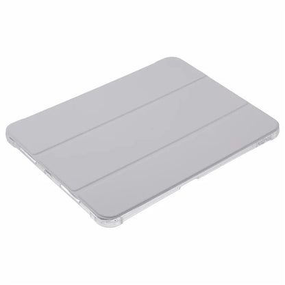 For iPad Pro 11 (2024) Case Trifold Stand PU Leather+Clear TPU Tablet Cover with Pen Slot