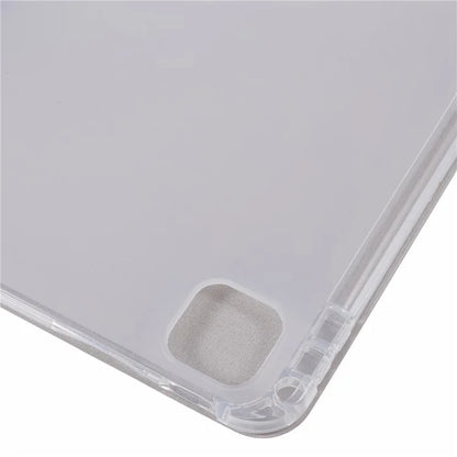 For iPad Pro 11 (2024) Case Trifold Stand PU Leather+Clear TPU Tablet Cover with Pen Slot