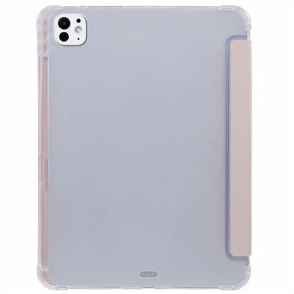 For iPad Pro 11 (2024) Case Trifold Stand PU Leather+Clear TPU Tablet Cover with Pen Slot