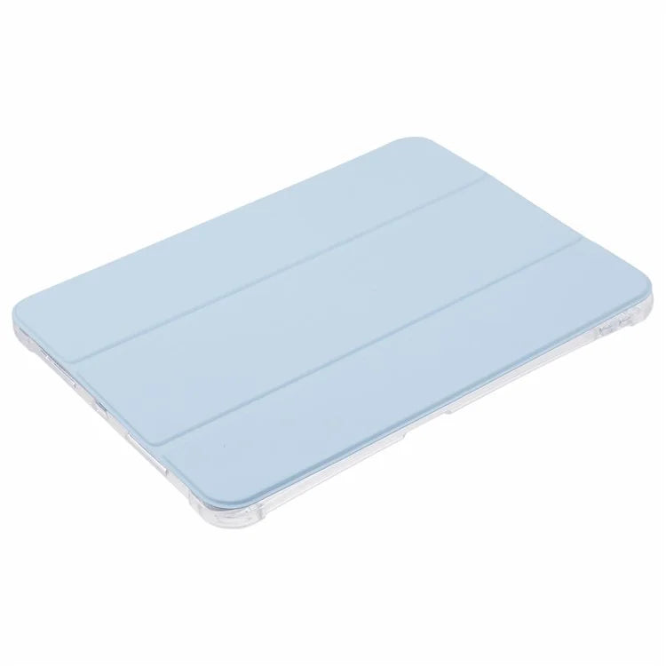 For iPad Pro 11 (2024) Case Trifold Stand PU Leather+Clear TPU Tablet Cover with Pen Slot