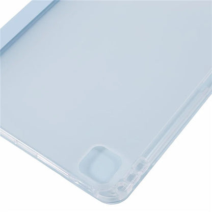 For iPad Pro 11 (2024) Case Trifold Stand PU Leather+Clear TPU Tablet Cover with Pen Slot