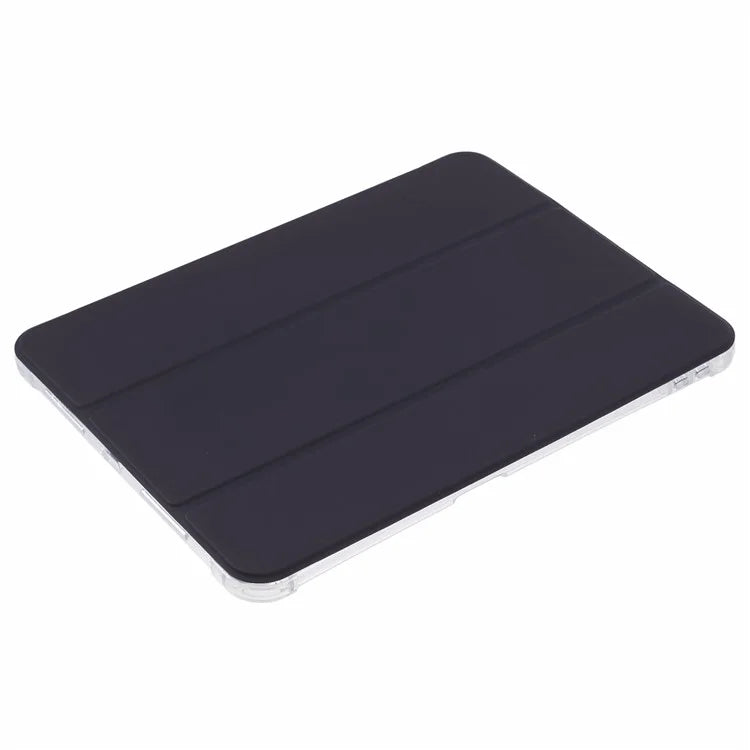 For iPad Pro 11 (2024) Case Trifold Stand PU Leather+Clear TPU Tablet Cover with Pen Slot
