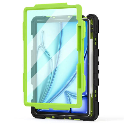 For iPad Air 13 (2024) Case PC+Silicone Dust-proof Tablet Cover with PET Screen Protector / Shoulder Strap+Black