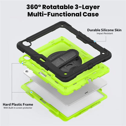 For iPad Air 13 (2024) Case PC+Silicone Dust-proof Tablet Cover with PET Screen Protector / Shoulder Strap+Black