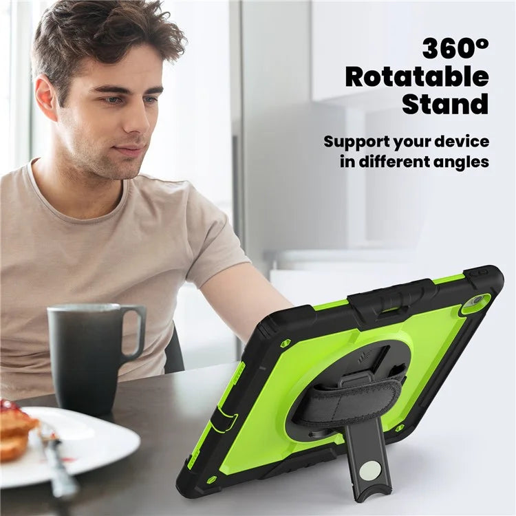 For iPad Air 13 (2024) Case PC+Silicone Dust-proof Tablet Cover with PET Screen Protector / Shoulder Strap+Black