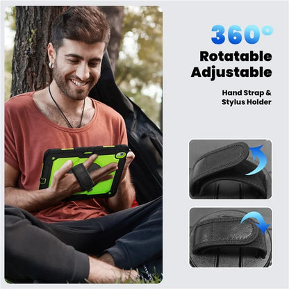 For iPad Air 13 (2024) Case PC+Silicone Dust-proof Tablet Cover with PET Screen Protector / Shoulder Strap+Black