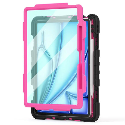 For iPad Air 13 (2024) Case PC+Silicone Dust-proof Tablet Cover with PET Screen Protector / Shoulder Strap+Black