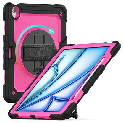 For iPad Air 13 (2024) Case PC+Silicone Dust-proof Tablet Cover with PET Screen Protector / Shoulder Strap+Black