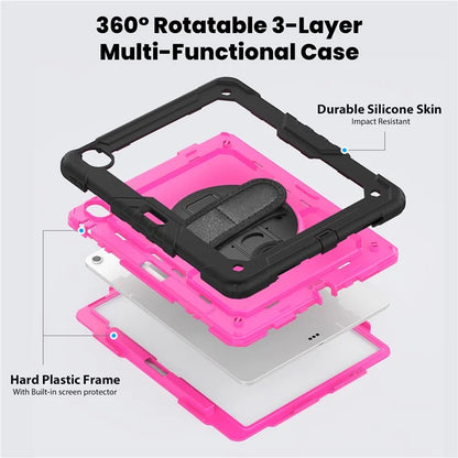 For iPad Air 13 (2024) Case PC+Silicone Dust-proof Tablet Cover with PET Screen Protector / Shoulder Strap+Black