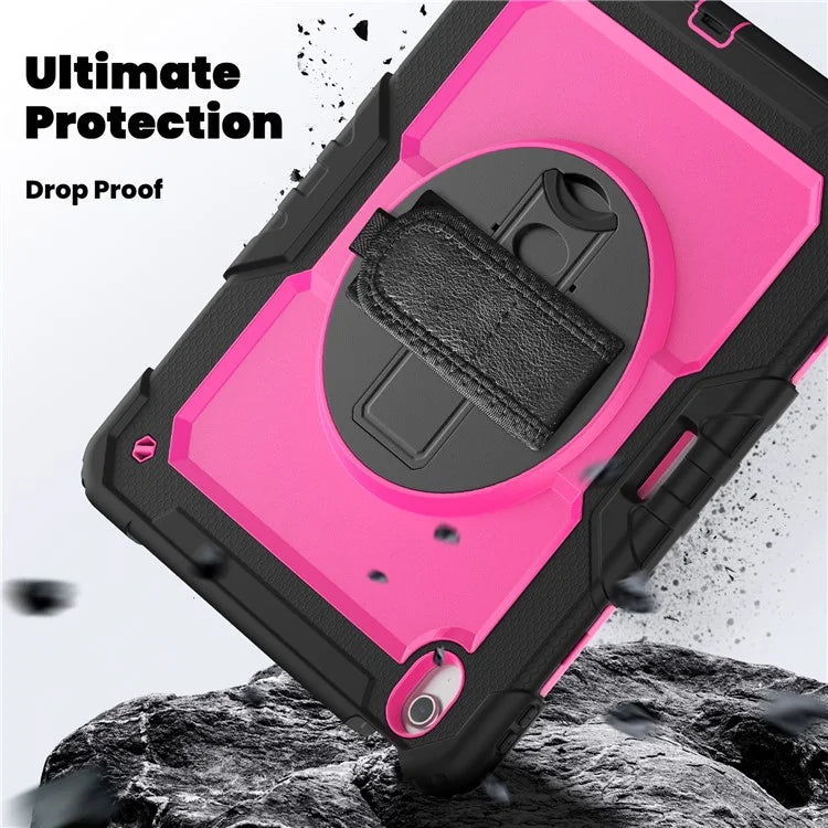 For iPad Air 13 (2024) Case PC+Silicone Dust-proof Tablet Cover with PET Screen Protector / Shoulder Strap+Black
