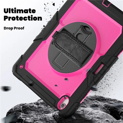 For iPad Air 13 (2024) Case PC+Silicone Dust-proof Tablet Cover with PET Screen Protector / Shoulder Strap+Black