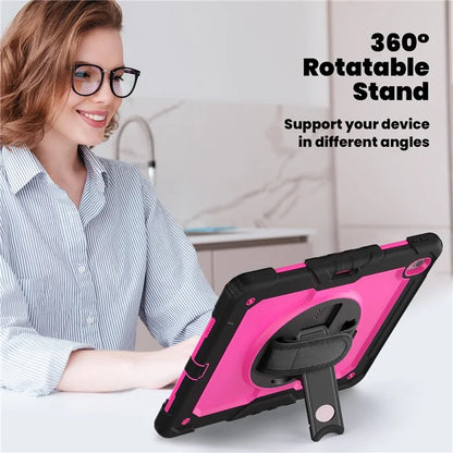 For iPad Air 13 (2024) Case PC+Silicone Dust-proof Tablet Cover with PET Screen Protector / Shoulder Strap+Black