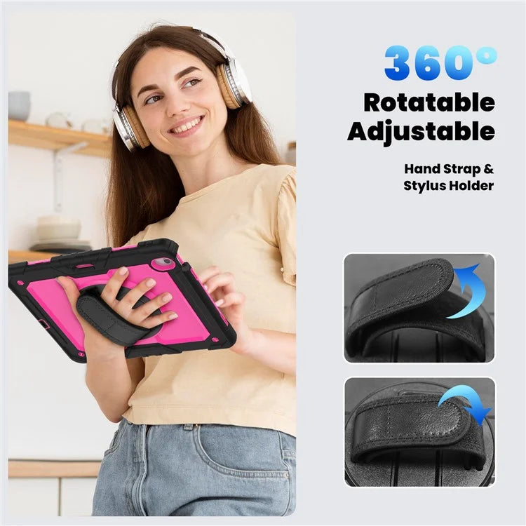 For iPad Air 13 (2024) Case PC+Silicone Dust-proof Tablet Cover with PET Screen Protector / Shoulder Strap+Black