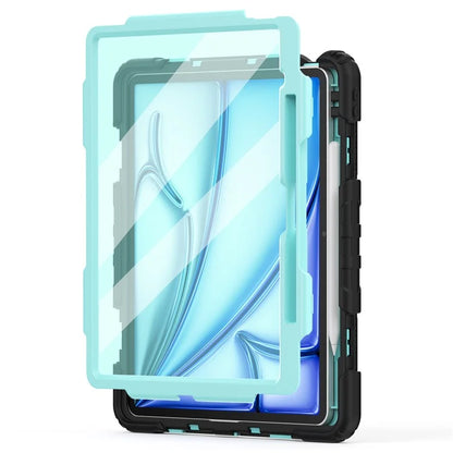 For iPad Air 13 (2024) Case PC+Silicone Dust-proof Tablet Cover with PET Screen Protector / Shoulder Strap+Black