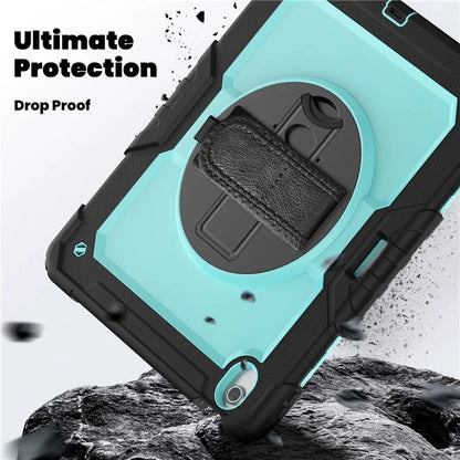 For iPad Air 13 (2024) Case PC+Silicone Dust-proof Tablet Cover with PET Screen Protector / Shoulder Strap+Black