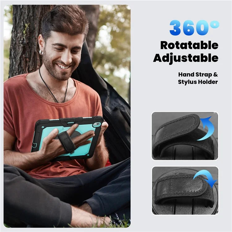 For iPad Air 13 (2024) Case PC+Silicone Dust-proof Tablet Cover with PET Screen Protector / Shoulder Strap+Black