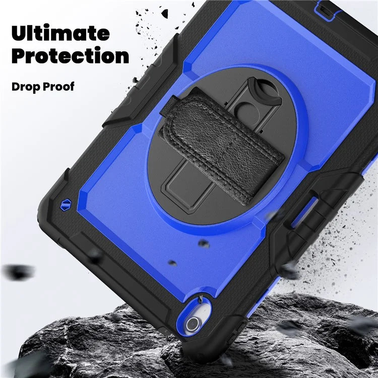 For iPad Air 13 (2024) Case PC+Silicone Dust-proof Tablet Cover with PET Screen Protector / Shoulder Strap+Black