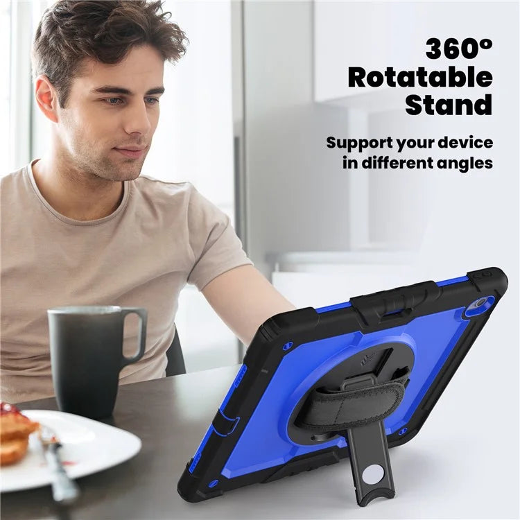 For iPad Air 13 (2024) Case PC+Silicone Dust-proof Tablet Cover with PET Screen Protector / Shoulder Strap+Black