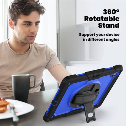 For iPad Air 13 (2024) Case PC+Silicone Dust-proof Tablet Cover with PET Screen Protector / Shoulder Strap+Black