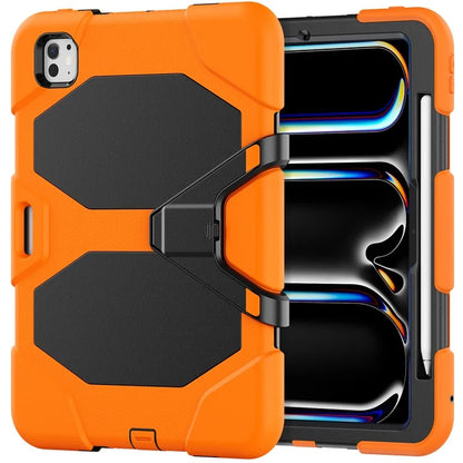 For iPad Pro 11 (2024) Case PC+Silicone Kickstand Tablet Cover with PET Screen Film