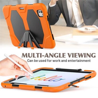 For iPad Pro 11 (2024) Case PC+Silicone Kickstand Tablet Cover with PET Screen Film