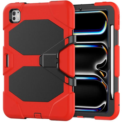 For iPad Pro 11 (2024) Case PC+Silicone Kickstand Tablet Cover with PET Screen Film
