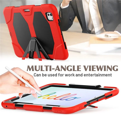 For iPad Pro 11 (2024) Case PC+Silicone Kickstand Tablet Cover with PET Screen Film