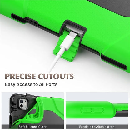 For iPad Pro 11 (2024) Case PC+Silicone Kickstand Tablet Cover with PET Screen Film