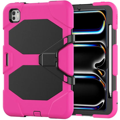 For iPad Pro 11 (2024) Case PC+Silicone Kickstand Tablet Cover with PET Screen Film