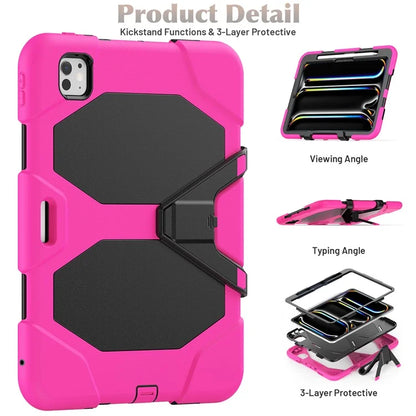 For iPad Pro 11 (2024) Case PC+Silicone Kickstand Tablet Cover with PET Screen Film