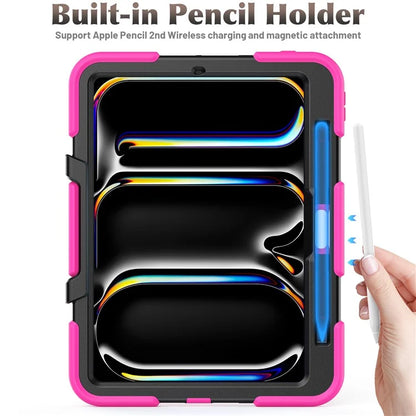 For iPad Pro 11 (2024) Case PC+Silicone Kickstand Tablet Cover with PET Screen Film