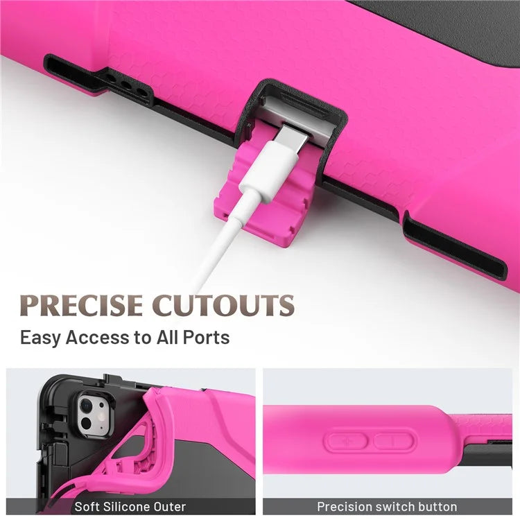 For iPad Pro 11 (2024) Case PC+Silicone Kickstand Tablet Cover with PET Screen Film