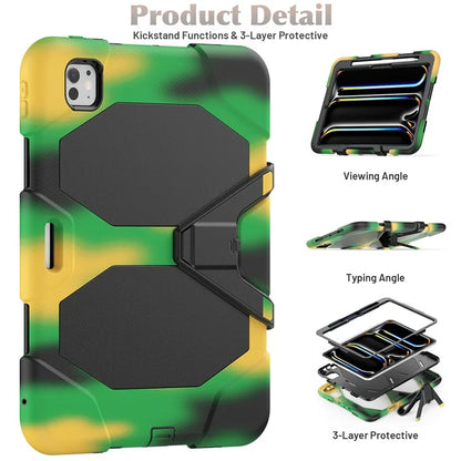 For iPad Pro 11 (2024) Case PC+Silicone Kickstand Tablet Cover with PET Screen Film