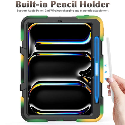 For iPad Pro 11 (2024) Case PC+Silicone Kickstand Tablet Cover with PET Screen Film