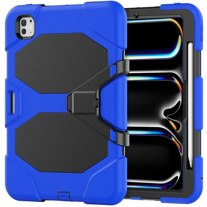 For iPad Pro 11 (2024) Case PC+Silicone Kickstand Tablet Cover with PET Screen Film