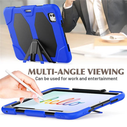 For iPad Pro 11 (2024) Case PC+Silicone Kickstand Tablet Cover with PET Screen Film
