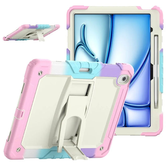 For iPad Air 13 (2024) Case PC+Silicone Tablet Protective Cover with Pen Slot and Kickstand