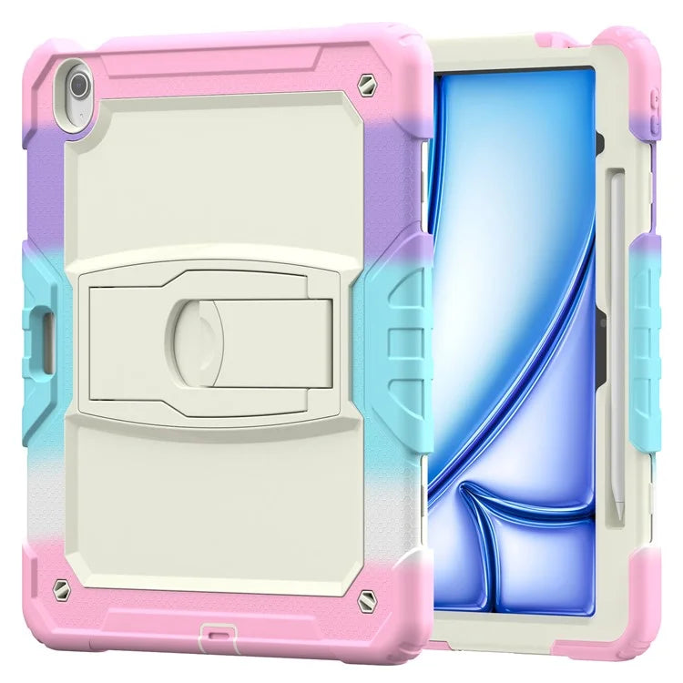 For iPad Air 13 (2024) Case PC+Silicone Tablet Protective Cover with Pen Slot and Kickstand