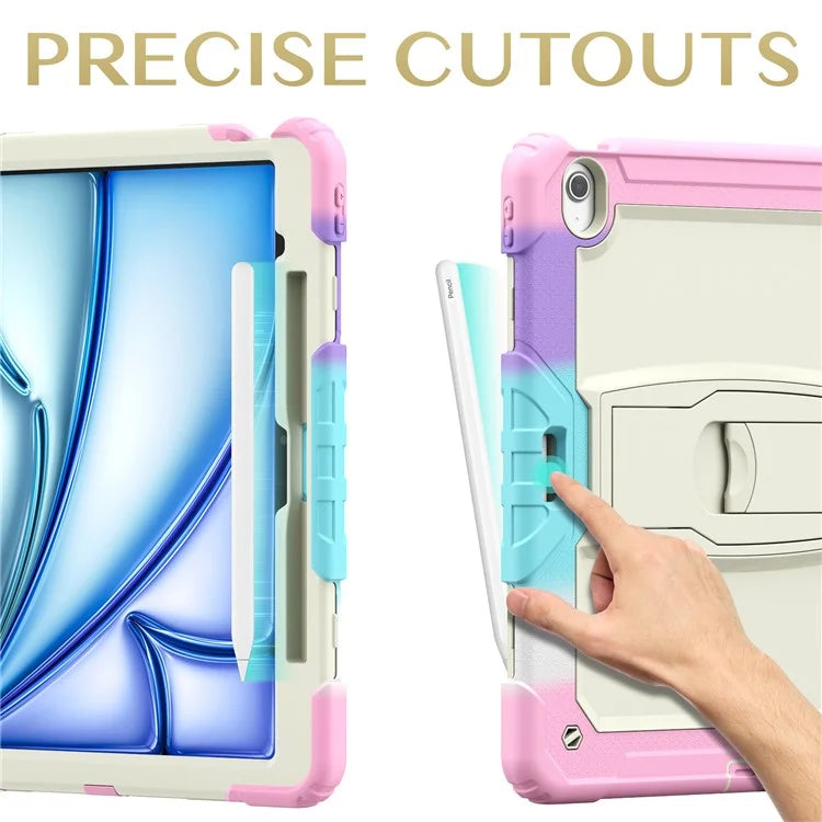 For iPad Air 13 (2024) Case PC+Silicone Tablet Protective Cover with Pen Slot and Kickstand