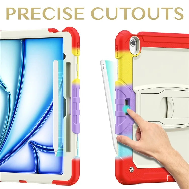 For iPad Air 13 (2024) Case PC+Silicone Tablet Protective Cover with Pen Slot and Kickstand