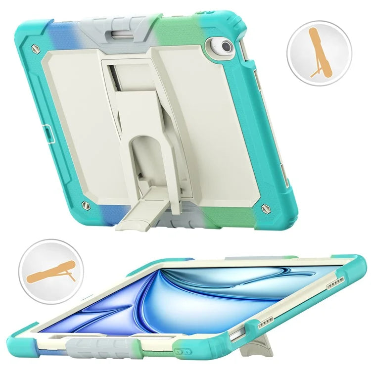 For iPad Air 13 (2024) Case PC+Silicone Tablet Protective Cover with Pen Slot and Kickstand