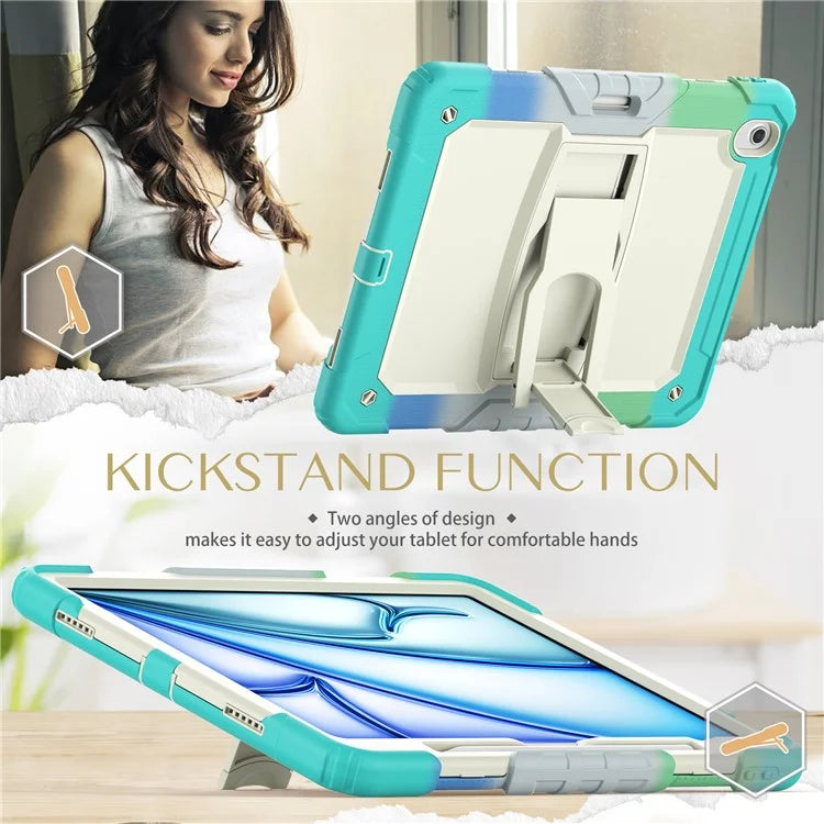 For iPad Air 13 (2024) Case PC+Silicone Tablet Protective Cover with Pen Slot and Kickstand