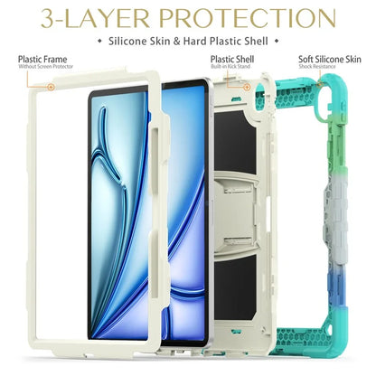 For iPad Air 13 (2024) Case PC+Silicone Tablet Protective Cover with Pen Slot and Kickstand