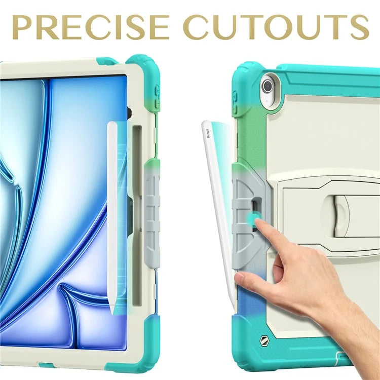 For iPad Air 13 (2024) Case PC+Silicone Tablet Protective Cover with Pen Slot and Kickstand