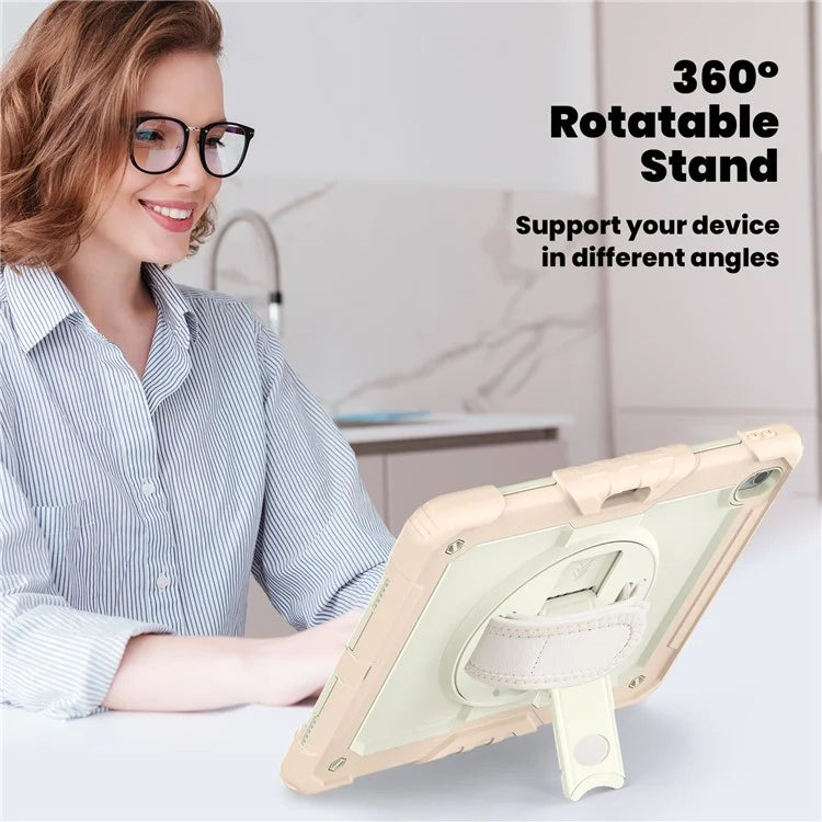 For iPad Air 13 (2024) Case Full Protection PC+Silicone Tablet Cover with Hand Strap+Shoulder Strap